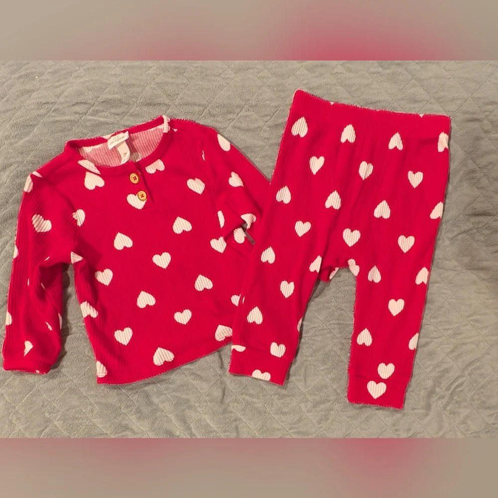 12M Red Heart Baby Outfit Set